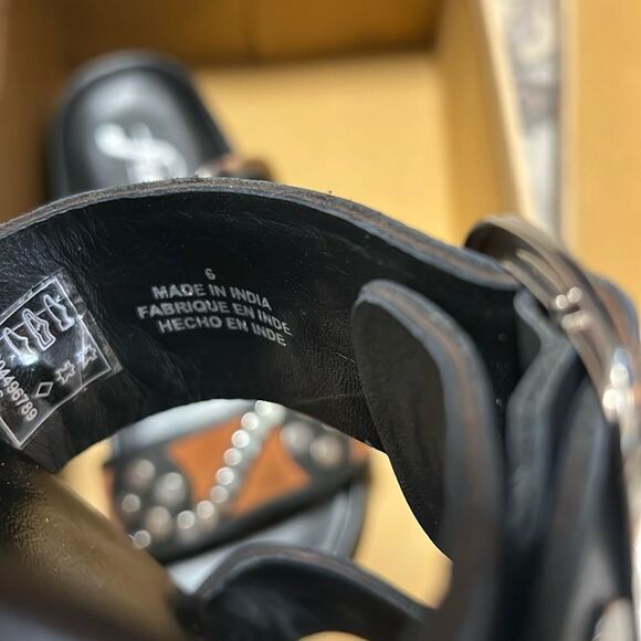 Free People Revelry Studded Slide Sandal in Black/Tan - Picture 5 of 8